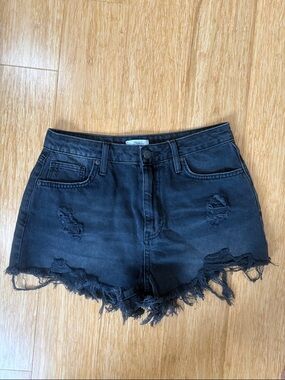 Forever 21 Black Distressed Denim Cutoff Shorts